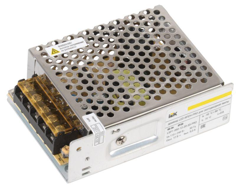 драйвер led ипсн-pro 5050 60вт 12в блок-клеммы ip20 iek lsp1-060-12-20-33-pro от BTSprom.by