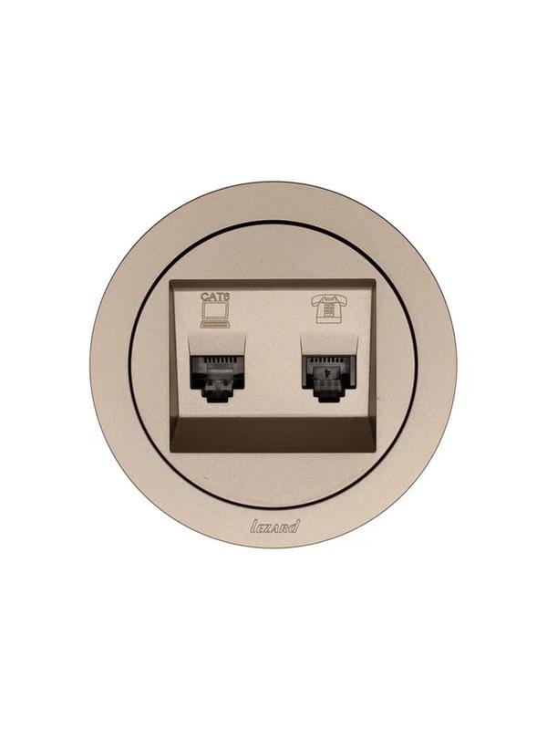  Розетка компьютерная + телефонная OSEN RJ45 кат.6 + RJ11 с модулем механизм титан LEZARD 743-3788-144 фото в каталоге от BTSprom.by