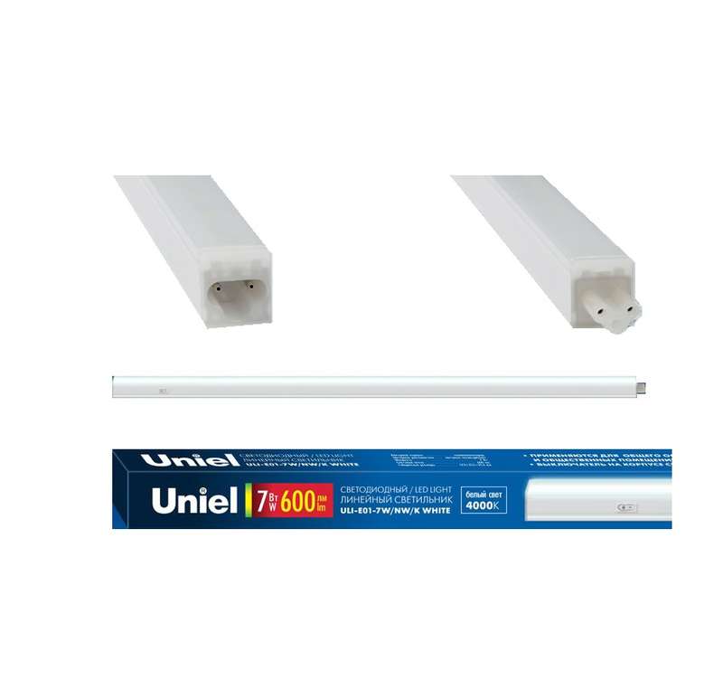 светильник линейный светодиодный uli-e01-10w/nw/k white (аналог t5) с выкл. свет бел. 4000к 850лм корпус бел. uniel ul-00002727 от BTSprom.by