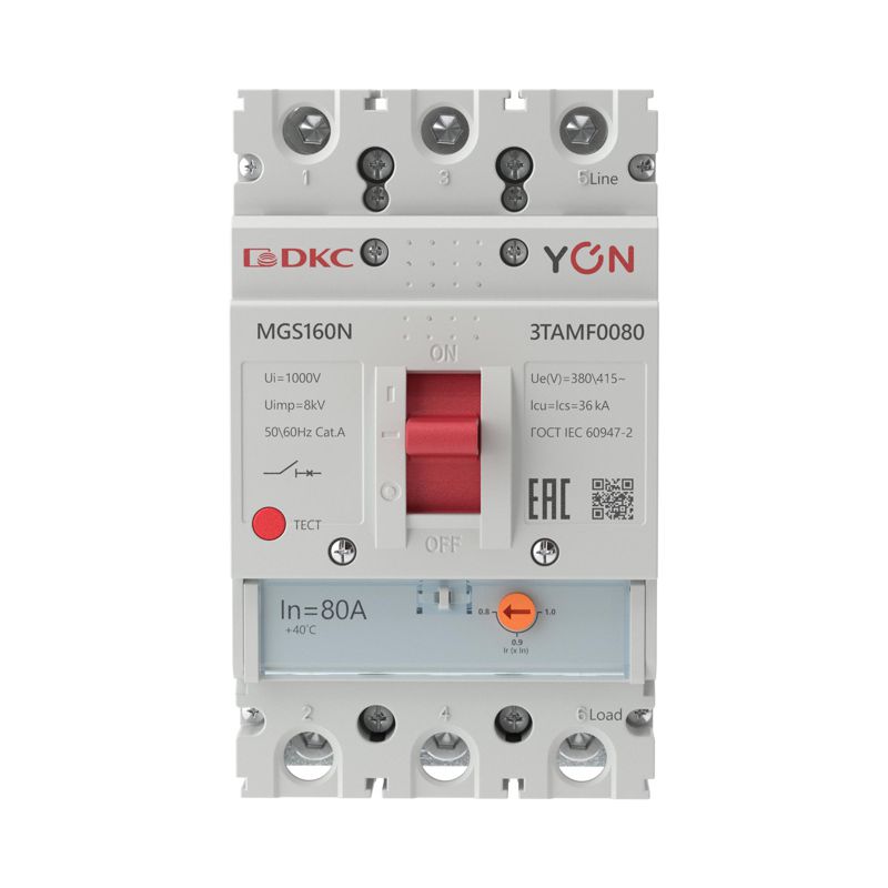  Выключатель автоматический MGS160 3P 64-80A 36kA YON MGS160N-3TAMF0080 фото в каталоге от BTSprom.by