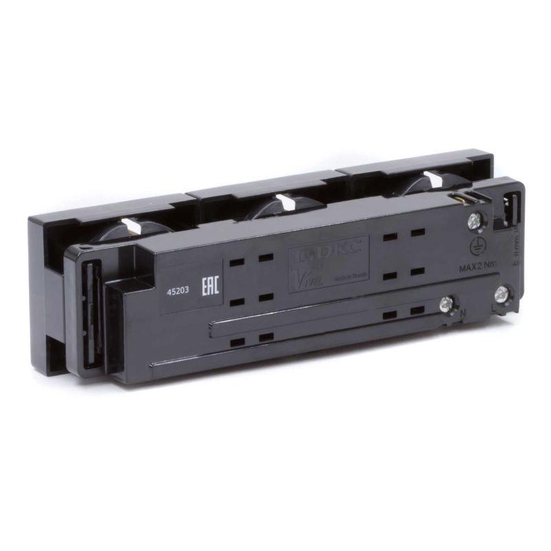  Розетка 3-м Viva 16А IP20 черн. DKC 45203 фото в каталоге от BTSprom.by