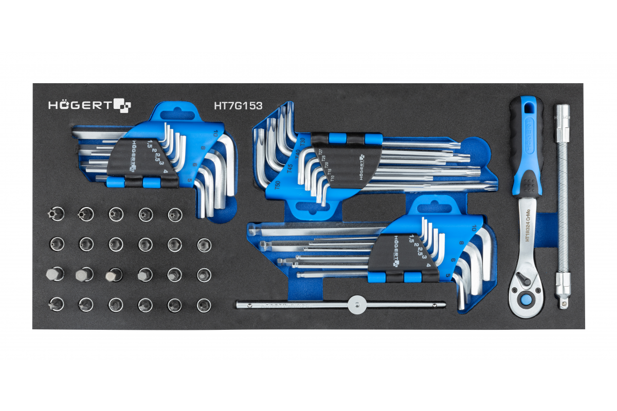 hoegert набор шестигранных ключей, трещетка 1/4" 53 шт., ложемент eva от BTSprom.by