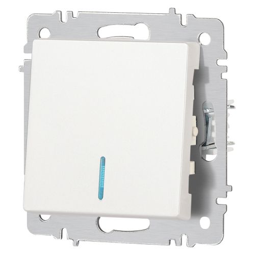  Выключатель 1-кл. СП Accent 6-102-06 10А IP20 250В с подсветкой AL/CU перламутр. Intro Б0063467 фото в каталоге от BTSprom.by