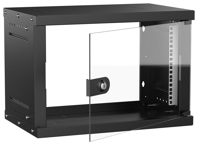 шкаф настенный 6u 550х350мм дверь стеклян. черн. generica lwe5-06u53-gf-g от BTSprom.by