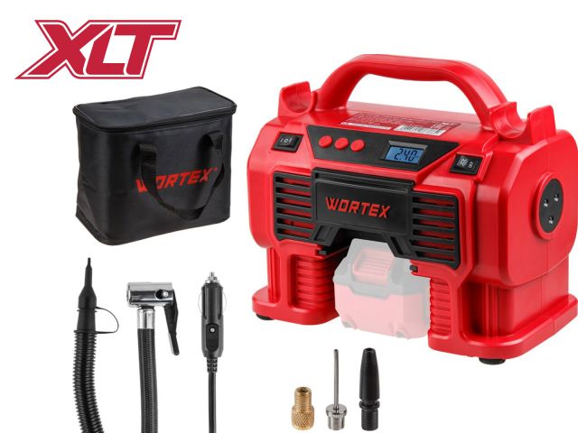 аккум. компрессор wortex cti 1810 в кор. all1 xlt solo 18 в, 11 бар, 9/360 л/мин (160 psi / 1100 кпа, цифровой манометр, 790 мм шланг, подсветка) 1325766 от BTSprom.by