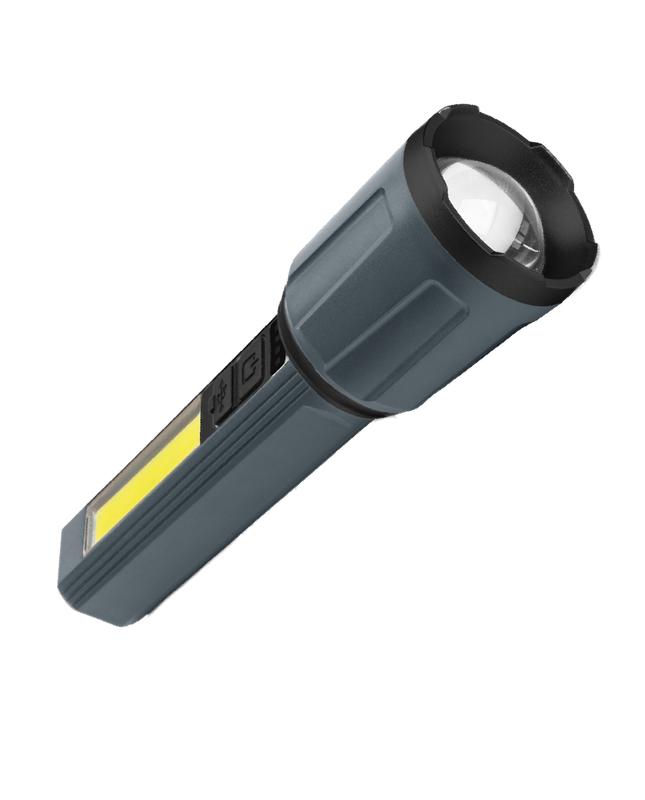 фонарь аккумуляторный ручной 3вт led+5вт cob led zoom-линза li-ion 18650 1200ма.ч корпус abs-пластик индикатор уровня заряда usb-шнур в комплекте космос koc124lit от BTSprom.by