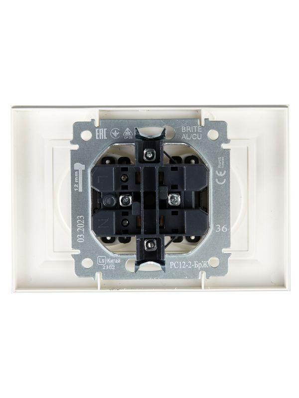  Розетка 2-м СП BRITE РС12-2-БрЖ 10А в сборе без заземл. без защ. шторок жемчуж. IEK BR-R20-10-K36-F фото в каталоге от BTSprom.by