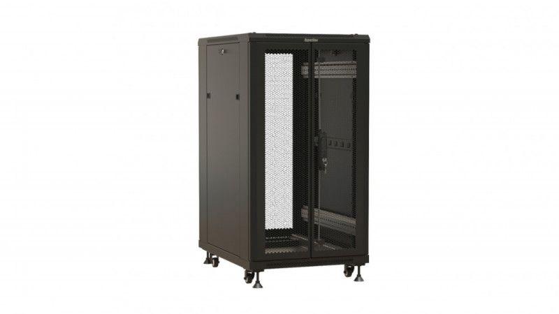 шкаф напольный ttbr-3266-dd-ral9004 19дюйм 32u 1610х600х600мм передн. и задн. распашные перфорир. двери 75% разобран. ручка с замком ral 9004 черн. hyperline 537162 от BTSprom.by