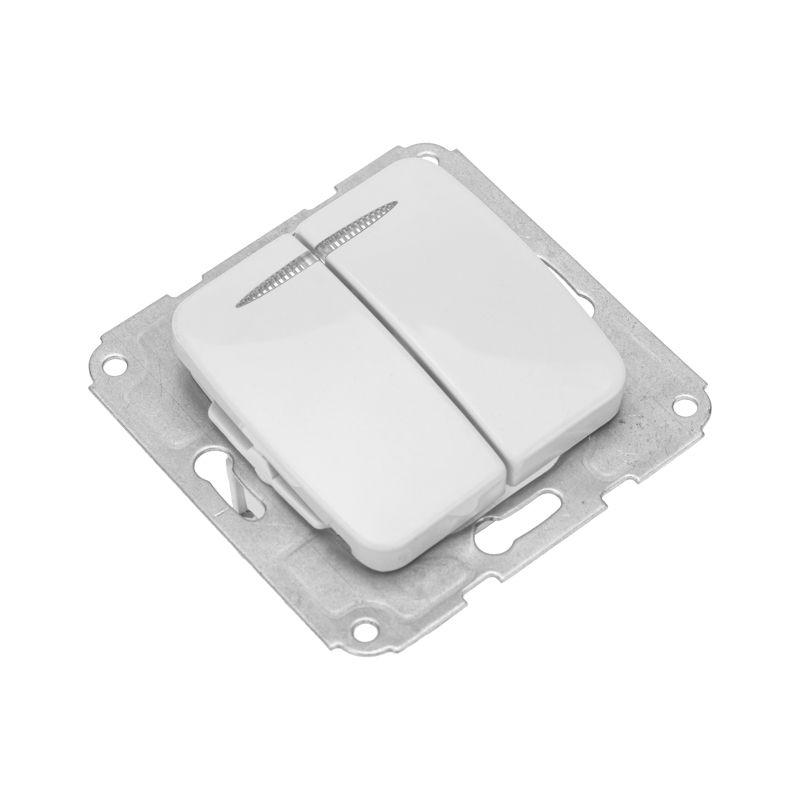  Выключатель 2-кл. СП DEA 10А с подсветкой механизм бел. Kranz KR-78-0203 фото в каталоге от BTSprom.by