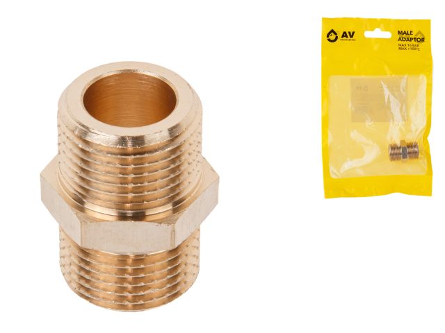 ниппель 3/8" нар.-нар., av engineering (инд. упак.) (латунь, макс.  16 бар, макс.  110 °с) ave303015 от BTSprom.by