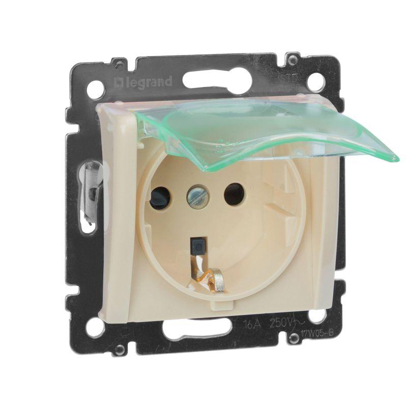 розетка 1-м сп valena 16а ip44 2p+e защ. шторки с крышкой немецк. стандарт механизм сл. кость iek 774120 от BTSprom.by