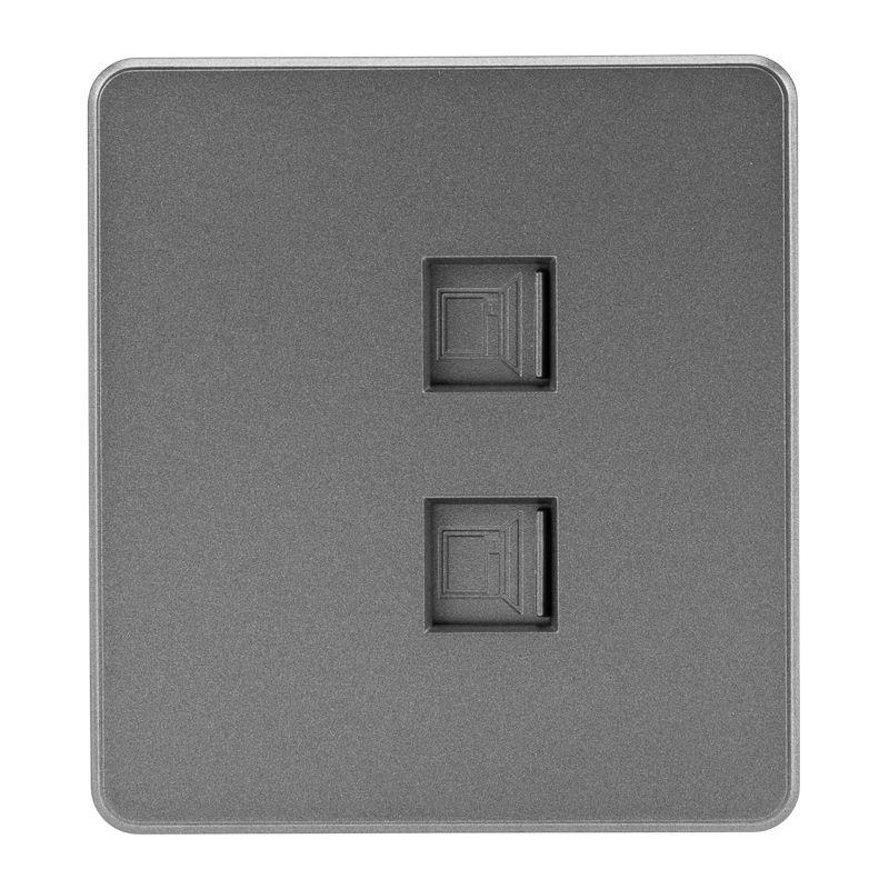 розетка компьютерная 2-м сп round rj45 + rj45 кат.6 ip20 титан kranz kr-78-0725-2 от BTSprom.by