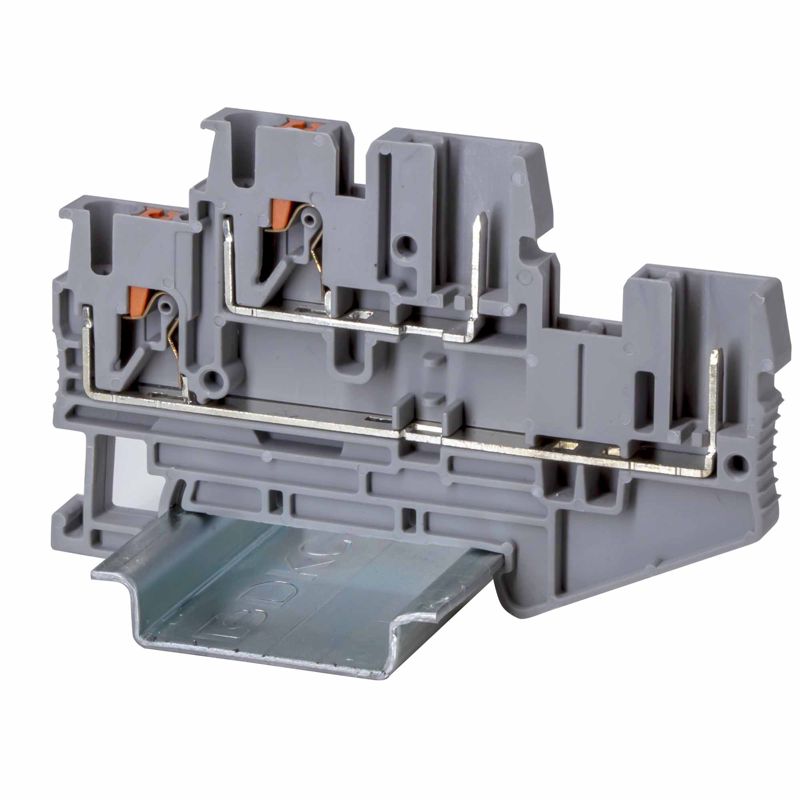 клемма двухуровневая проходная под вставной штекер зажим push-in; 4 точки подключения; 2.5кв.мм сер. dkc vprtt-2.5-2p от BTSprom.by