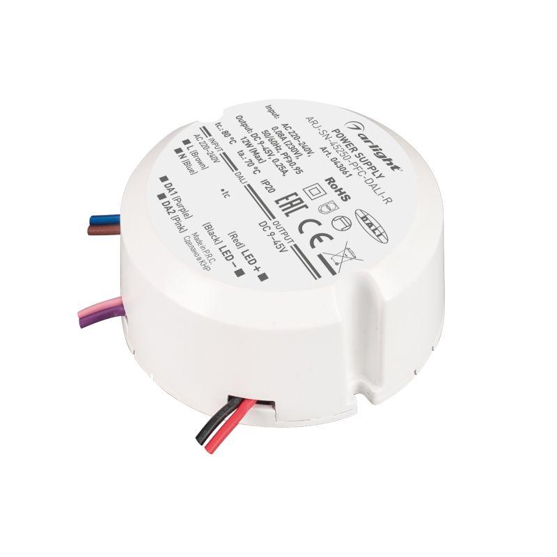 блок питания arj-sn-45250-pfc-dali-r (12вт 9-45в 0.25а) ip20 пластик arlight 043061 от BTSprom.by