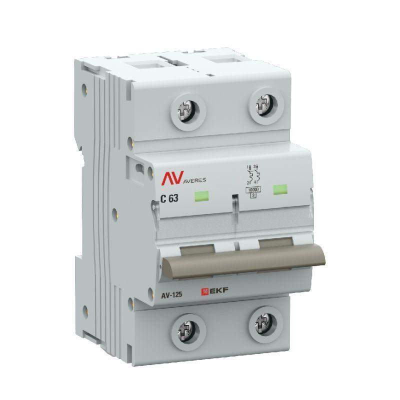 выключатель автоматический 2п d 63а 10ка av-125 averes ekf mcb125-2-63d-av от BTSprom.by