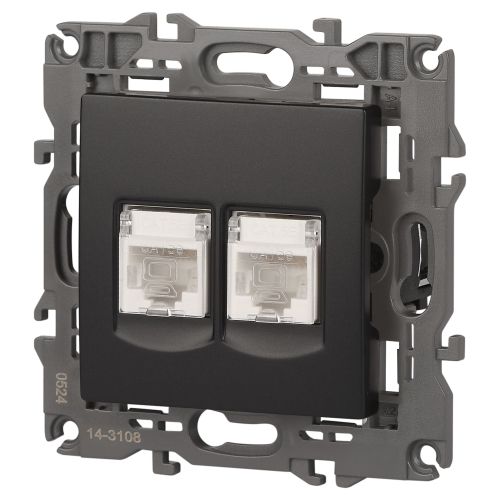  Розетка компьютерная 2-м Elegance 14-3108-05 RJ45 IP20 механизм антрацит Эра Б0034312 фото в каталоге от BTSprom.by