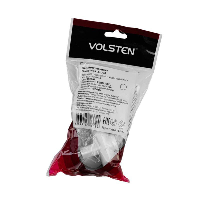  Разветвитель 3-м с заземл. 6А IP20 Z-1/3А (уп.2шт) Volsten 9377 фото в каталоге от BTSprom.by