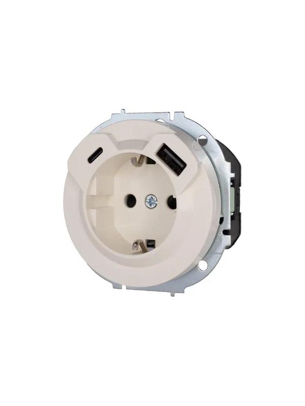  Розетка 1-м СП OSEN с заземл. TC + USB разъем механизм сл. кость LEZARD 743-9088-181TC фото в каталоге от BTSprom.by