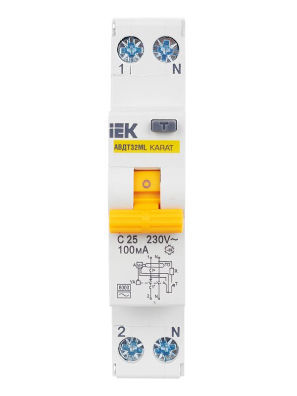  Выключатель автоматический дифференциального тока C 25А 100мА АВДТ32МL KARAT IEK MVD12-1-025-C-100 фото в каталоге от BTSprom.by
