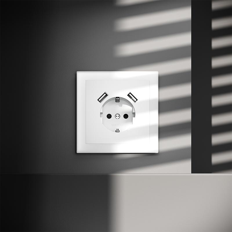  Розетка 1-м СП S70 16А с USB A+A с заземл. защ. шторки механизм бел. матов. Voltum VLS040402 фото в каталоге от BTSprom.by