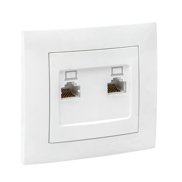  Розетка компьютерная 2-м СП Валенсия RJ45 бел. PROxima EKF EWK02-035-10 фото в каталоге от BTSprom.by