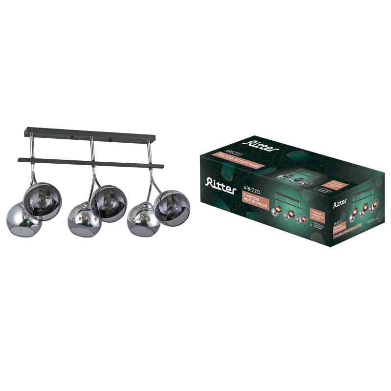 люстра потолочная arezzo 560х360х370мм 6хe27 металл черн. хромritter 52554 7 от BTSprom.by