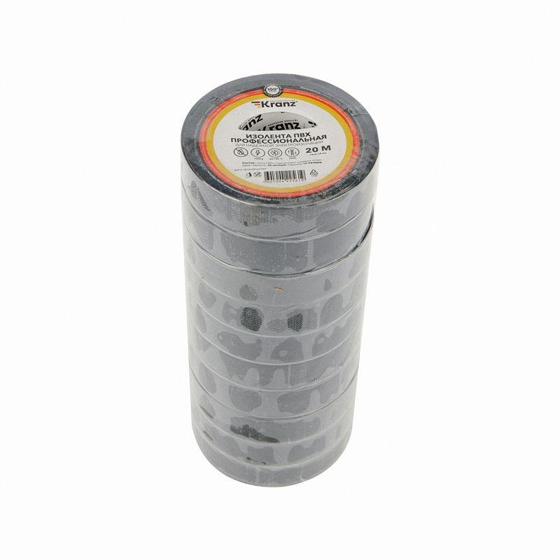  Изолента ПВХ профессиональная 0.18х19мм 20м черн. Kranz KR-09-2806 фото в каталоге от BTSprom.by