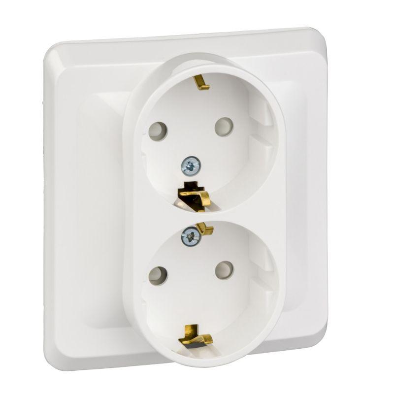 розетка 2-м сп этюд 16а ip20 250в с заземл. защ. шторки бел. se pc16-008b от BTSprom.by