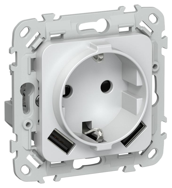 розетка 1-м сп flite рсюша11-0-флж 16а с usb a+a 3.1а с заземл. с защ. шторками механизм жемчуж. iek fi-r14-16-u21-d31-k36 от BTSprom.by