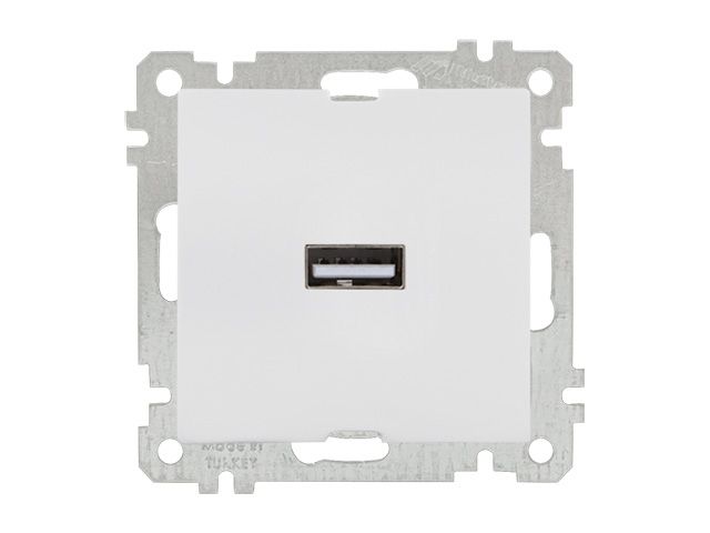 розетка 1-ая usb (скрытая, без рамки) белая, daria, mutlusan (usb-зарядка, 5v-2.1a) 2100 448 0101 от BTSprom.by
