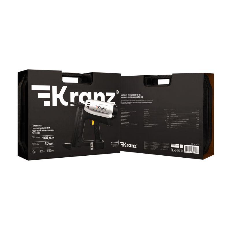 Пистолет монтажный газовый гвоздезабивной GN100 100Дж длина гвоздей 15-40мм d2.7-3мм KRANZ KR-16-1655 фото в каталоге от BTSprom.by