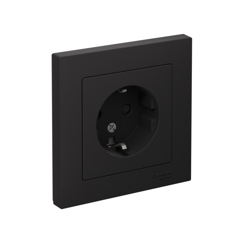 розетка 1-м сп atlasdesign 16а ip20 с заземл. защ. шторки в сборе карбон se atn001044 от BTSprom.by