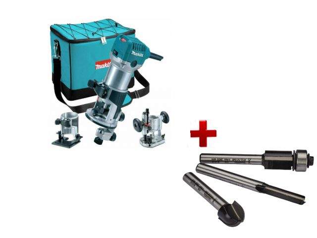 фрезер кромочный makita rt 0700 cx2 + аксессуары + акция набор фрез 3 шт. d-70459 (710 вт, цанга 8 мм, 30000 об/мин, регул. об.) от BTSprom.by