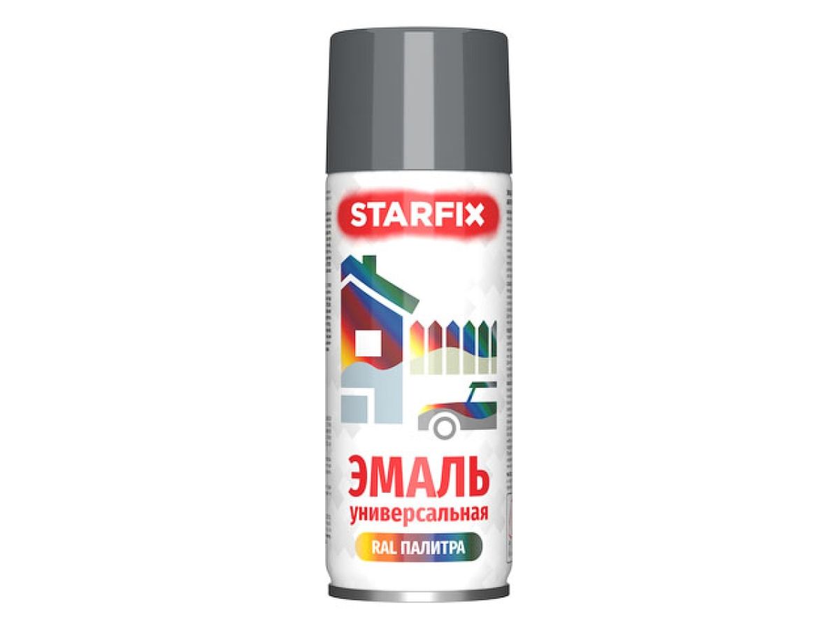 краска-эмаль аэроз. универсальная серый starfix 520мл (7024) (графитовый серый, глянцевая) sm-101052-1 от BTSprom.by