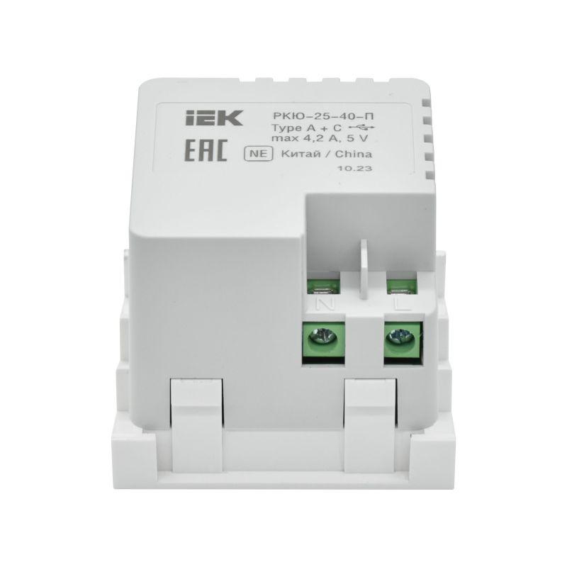 Розетка USB A+C 2 мод. РКЮ-25-40-П 5В 4.2А бел. PRIMER IEK PR-KK40D-RU-0-2-AC-K01 фото в каталоге от BTSprom.by