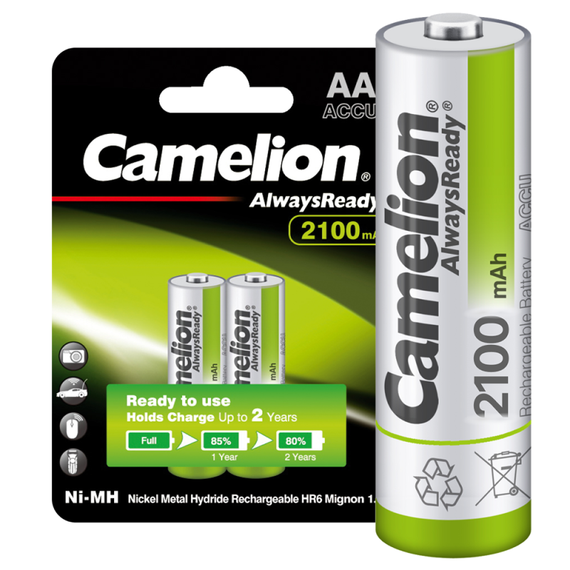 аккумулятор aa/hr6 1.2в 2100ма.ч ni-mh always ready nh-aa2100arbp2 bl-2 металлик (уп.2шт) camelion 7966 от BTSprom.by