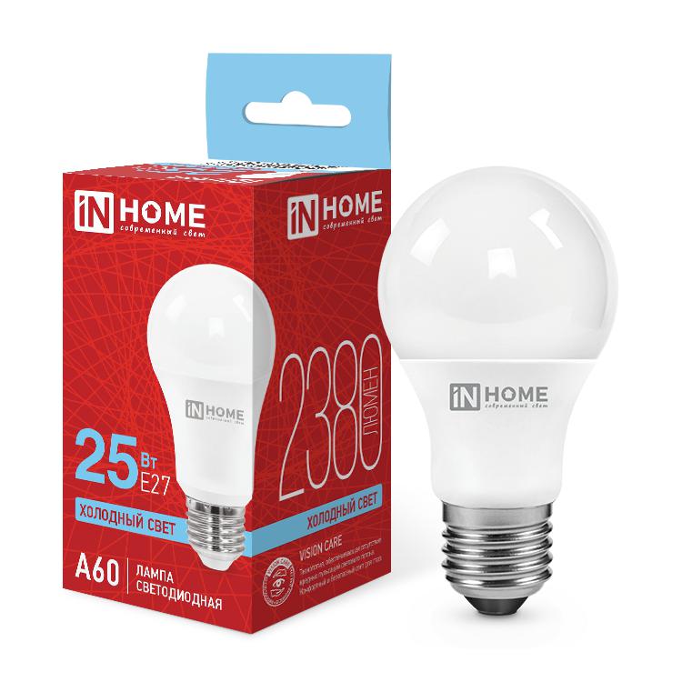 лампа светодиодная led-a60-vc 25вт 6500к e27 2380лм 230в in home 4690612062068 от BTSprom.by