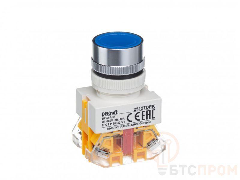 Выключатель кнопочный ABF ВК-22 d22мм 220В с фиксацией син. DEKraft 25127DEK фото в каталоге от BTSprom.by  Выключатель кнопочный ABF ВК-22 d22мм 220В с фиксацией син. DEKraft 25127DEK фото в каталоге от BTSprom.by