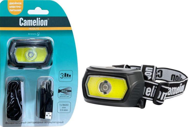 фонарь налобный led53413 аккум. 3.7в cob+led 3вт 3 реж. 3 x aaa type-c блист карбон camelion 15765 от BTSprom.by