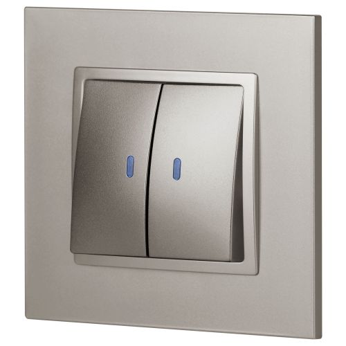  Выключатель 2-кл. Elegance 14-1105-16 250В 10АХ с подсветкой титан Эра Б0065789 фото в каталоге от BTSprom.by