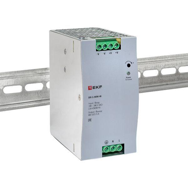  Блок питания на DIN-рейку 240Вт Uвх ~ 220В AC Uвых - 48В DC постоянного тока EKF DR-E-240W-48 фото в каталоге от BTSprom.by