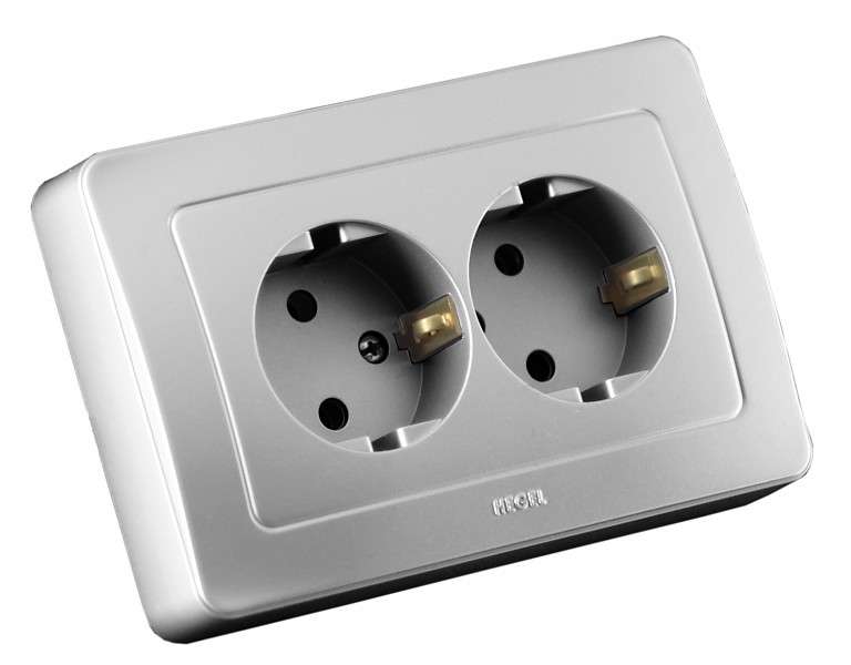 розетка 2-м сп мастер 16а ip20 250в с заземл. защ. шторки серебр. hegel рс16-352-06 от BTSprom.by
