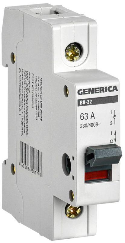 выключатель нагрузки (мини-рубильник) 1п вн-32 63а generica mnv15-1-063 от BTSprom.by