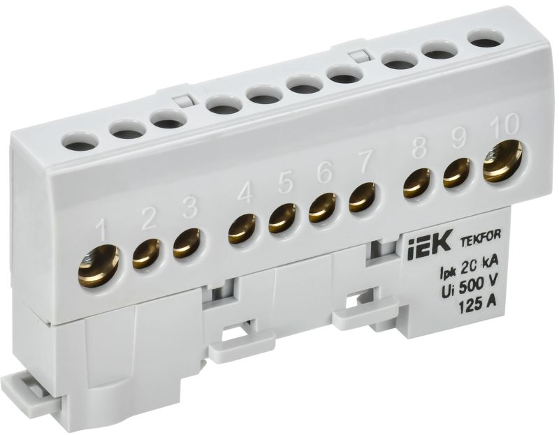 шина l "фаза" изол. на универс. держ. 8х12-10-ср tekfor iek tf-nn20-10-kl-k03 от BTSprom.by