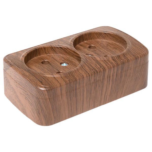  Розетка 2-м ОП Минск 10А IP20 без заземл. темн. дерево EKF EGR10-102-40 фото в каталоге от BTSprom.by