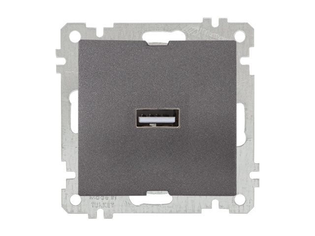 розетка 1-ая usb (скрытая, без рамки) дымчатая, daria, mutlusan (usb-зарядка, 5v-2.1a) 2100 448 0195 от BTSprom.by