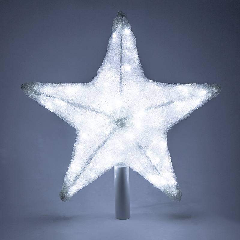 акриловая светодиодная фигура звезда 50 см, 160 светодиодов, белая со съемной трубой 15 см и кольцом для подвеса от BTSprom.by