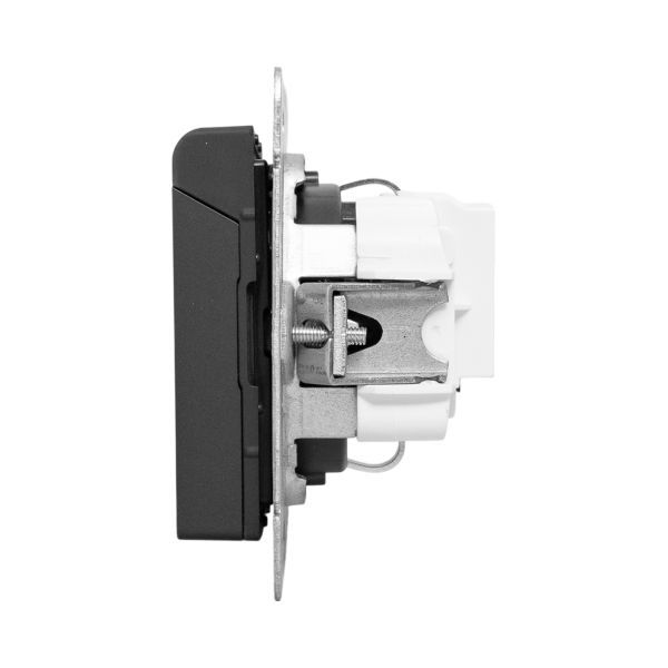  Розетка СП Эпика 16А IP44 с заземл. защ. шторки с крышкой механизм черн. EKF UP1-SOB-111-44 фото в каталоге от BTSprom.by