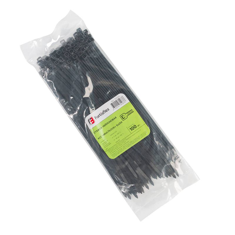 хомут нейлоновый ксс multilock 5х250 черн. (уп.100шт) fortisflex 102320 от BTSprom.by