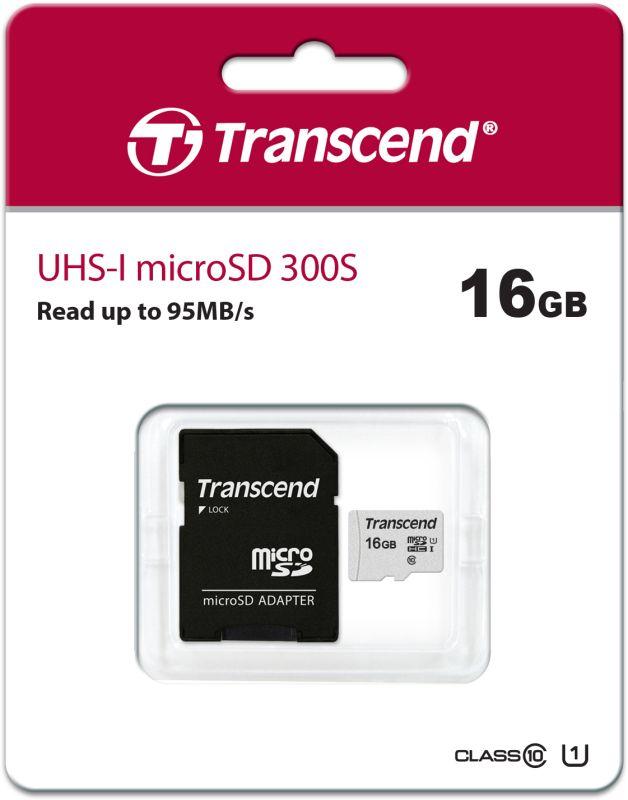 карта памяти ts16gusd300s-a 16gb microsdhc class 10 uhs-i u1 r95 w45mb/s with sd adapter transcend 1000501698 от BTSprom.by